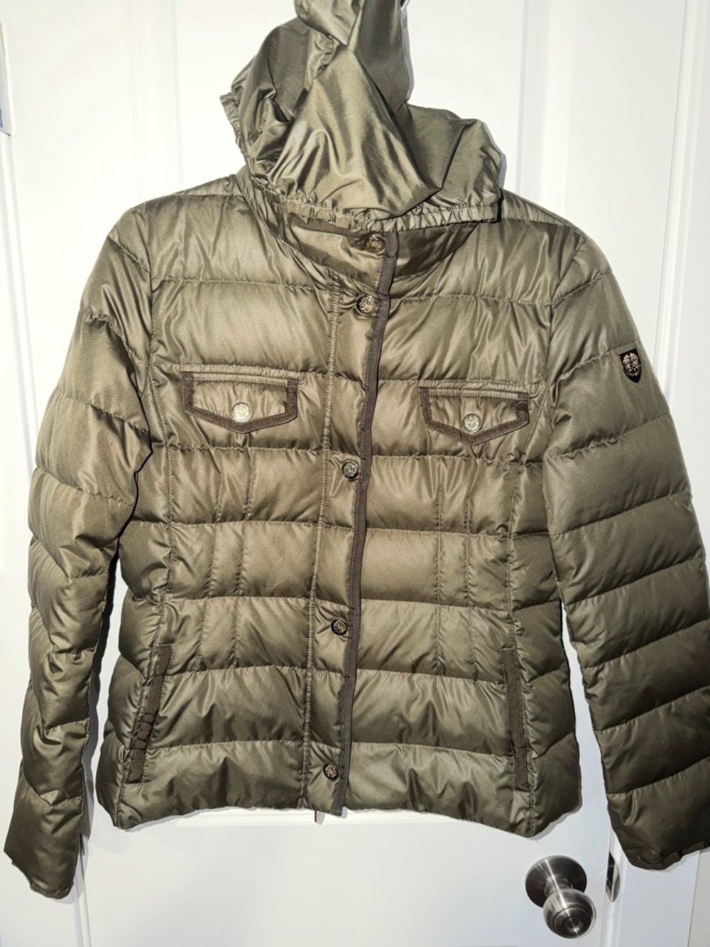 Vince Camuto Olive Quilted Hooded Puffer Jacket